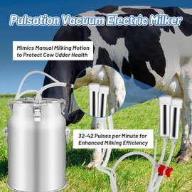 Cow and Goat Milking Machine Electric, 10 L Goat Milker Machine, 5200mAh Rechargeable Vacuum Pump Milker with Food-Grade, Auto-Shutoff Check Valve, 4 Silicone Teat Cups for Small Farms & Homestead