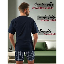 sesto senso Men's Short Cotton Pyjamas Summer Short Sleeve, Dark Blue - 2024-01, XXL