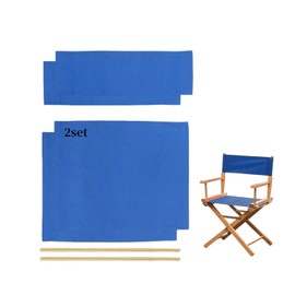 Wonafa 2 Set Director Chair Canvas Replacement with Wood Stick,21.2" L x 16.1" W/21.2X 7.8 Portable Replacement Cover Canvas for Directors Chair，Casual Director Chair Replacement Canvas (Blue)
