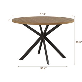 ChooChoo 47.2 Inch Round Dining Table for 4, Farmhouse Wood Kitchen Table, Round Dinner Table for Kitchen & Dining Room, Walnut