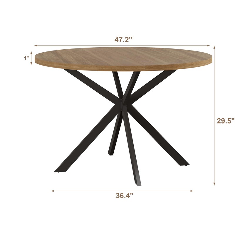 ChooChoo 47.2 Inch Round Dining Table for 4, Farmhouse Wood