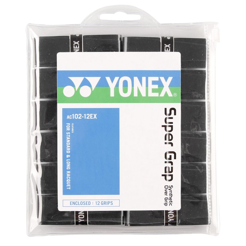 YONEX Super Schwarz Overgrip (Pack of 12) - Black, One
