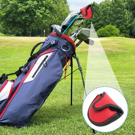 Golfs Putter Protection Covers, Mid Mallet Semicircle Headcover PU Leather Guard Soft Lining Waterproof Accessory Head Cover, Protective Equipment for Two Ball Protect Clubs (Red)