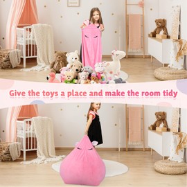 Bean Bag Children's Toy Stuffed Toy Storage Large Size Extra Soft for Boys Girls Storage Organiser with Zip Storage Bean Bag for Clothes (Cover Only) Pink Unicorn
