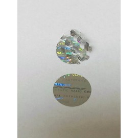 Labelogix 250 CUSTOM PRINTED TAMPER EVIDENT SILVER HOLOGRAM LABELS .65 INCH ROUND