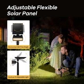 Consciot Warm White Solar Spot Lights Outdoor,Dusk-to-Dawn 600LM 360°Adjustable Solar Landscape Spotlights with IP65 Waterproof Solar Lights Outdoor,3 Brightness for Garden Yard Doorway Lawn, 4 Pack