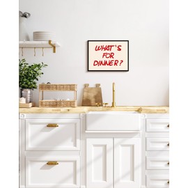 Framed Canvas Wall Art 12"x16" Funny Playful Kitchen Decor, Minimalist What’s for Dinner? Modern Dining Room Typography Art, Quirky Sign with a Humorous Touch Lighthearted Home Decor