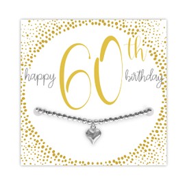 Womens 60th Birthday Gift - Silver Bracelet With Heart Charm - Sterling Silver Plated & Adjustable - Solid Silver Heart Charm - Versatile Silver Bracelet - Unique Gift for Friend Colleague Relative
