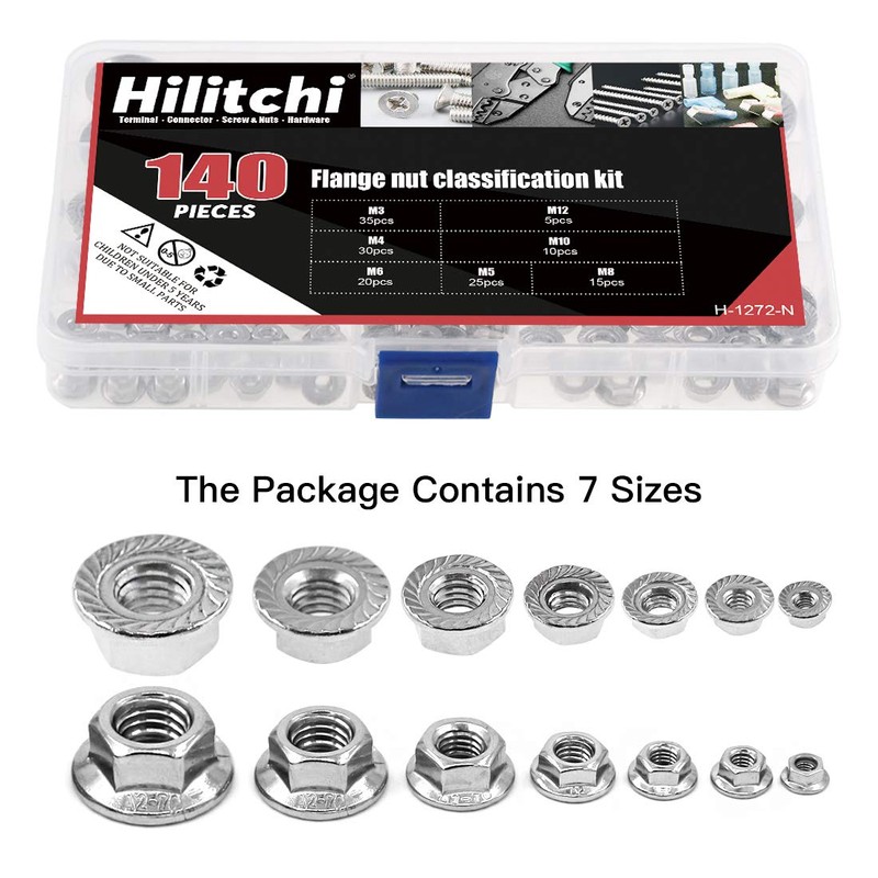 Hilitchi 140-Pcs M3 M4 M5 M6 M8 M10 M12 Hex