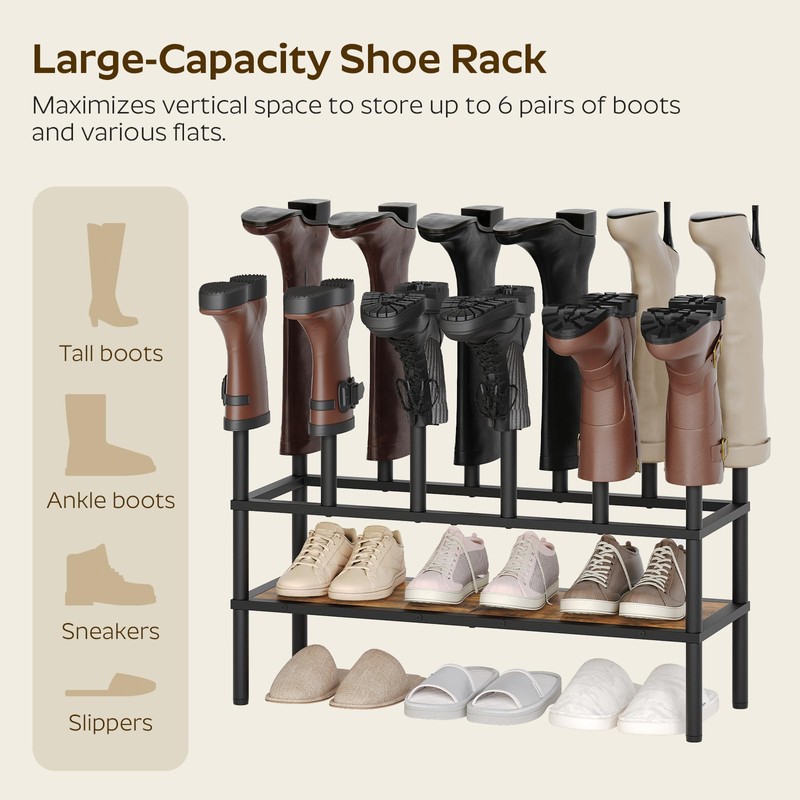 YATINEY Free Standing Shoe Rack, Tall Boots Rack Organizer, Boot