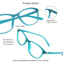 VisionGlobal Blue Light Blocking Glasses for Women/Men, Anti Eyestrain, Computer Reading, TV Glasses, Stylish Oval Frame, Anti Glare (Green, 0.75 Magnification)