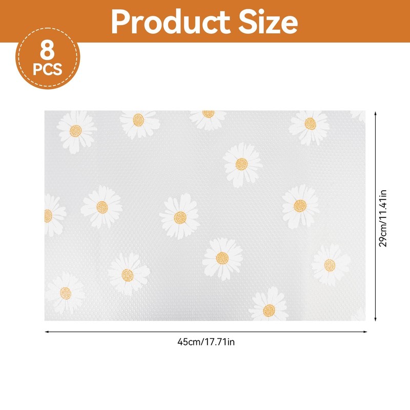 8 Pcs Fridge Shelf Liners, 29 x 45 cm Refrigerator