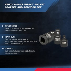 NEIKO 30249A Impact Adapter and Reducer Set | 5 Piece | Standard SAE Socket Adapter Sizes, 1/4, 3/8, 1/2" | Cr-V Steel | Impact Driver & Wrench Conversion Kit (Pack of 12, 60 Count Total)