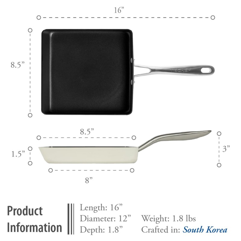 ValenCera TeChef Collection | Ceramic Nonstick Egg Frying Pan, Nontoxic
