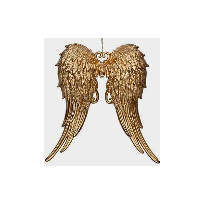 Gisela Graham Antique Gold Angel Wings Hanging Christmas Decoration