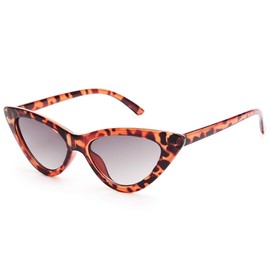 Livhò Retro Vintage Narrow Cat Eye Sunglasses for Women Clout Goggles Plastic Frame (Leoaprd Grey)