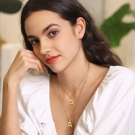 Bestyle Gold Letter H Necklace Capital Letter H Pendant Alphabet H Charm With Chain H Necklace for Women Birthday Gift