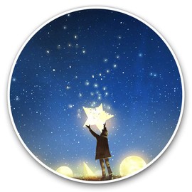 Vinyl Stickers (Set of 2) 10cm - Night Sky Stars Magic Children Decals for Laptops,Tablets,Luggage,Scrap Booking,Fridges, 14058