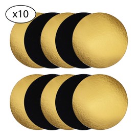 A set of 10 cardboard coloured supports for cakes and dimensions of your choice (gold/black, 20 cm)