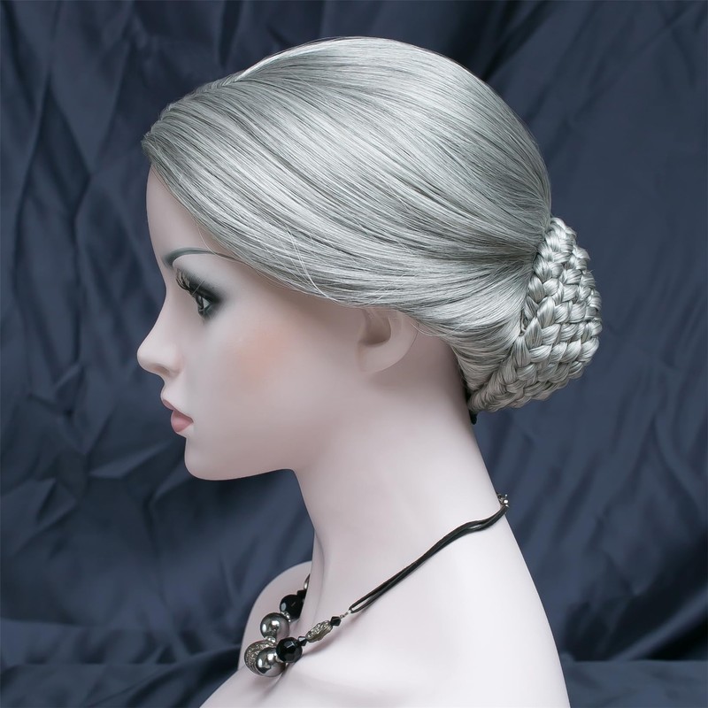 Aimole Stage Performance Braid Updo Bun Wigs Old Lady's Women