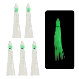 YELARXI Fishing Squid Skirts Soft Plastic Trolling Lures, 5cm/2 Inch Fit for Bass Trout Salmon Saltwater Fishing Bait (5Pcs, White)