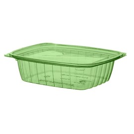 Vegware Compostable 24oz Clear Green Deli Containers With Lids, Case of 200, PLA Plastic Meal Prep, To Go Box With Lid, Made from PLA, A Renewable Material Made from Plants, Tight Seal for Freshness