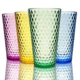 Lily's Home 19.4oz Highball Glasses Set of 4 - Unbreakable Plastic Cups for Outdoor, Party & Camping | Dishwasher Safe, Stackable Drinkware | BPA-Free Shatterproof Tumblers (Made in Taiwan)