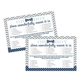 Bow Tie Baby Shower How Game | Pregnancy Stages | Set of 25