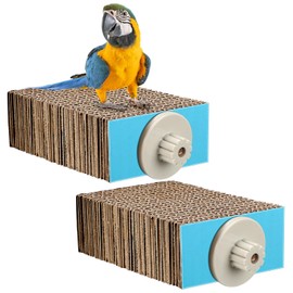 Skyygemm 2 Pieces Bird Chew Toy Parrot Cage Perch Cardboard Platform Bird Paw Grinding Stand Parrot Cage Playground for Macaws, Small Parakeets, Conures, Budgies, Finches Conure Cockatiel (Small)