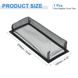sourcing map 1Pcs Floor Vent Filter Screen, 4x10 Inch Floor Register Cover Trap Floor Vent Screen Net Cover for Home Air Vent Filter Mesh Keeps Debris, Coins Out, Black