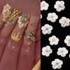 6Pcs 3D Handmade Flower Rhinestones White Acrylic Flower Nail Art