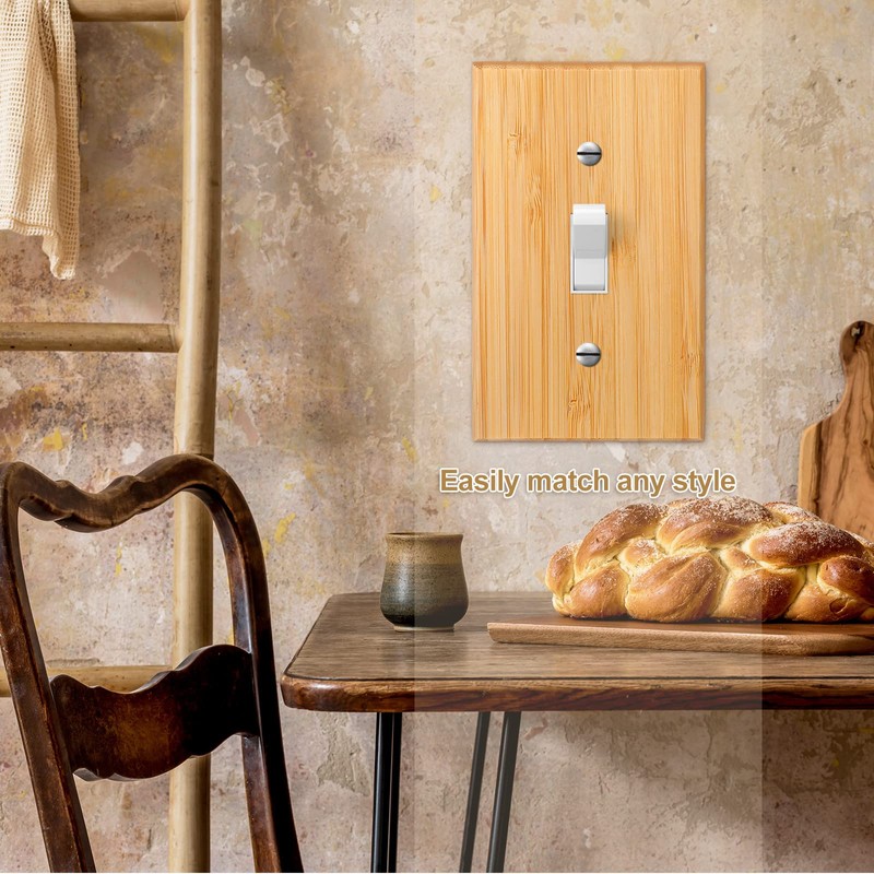 Pinkunn 10 Pieces Solid Wood Light Switch Plate Outlet Covers