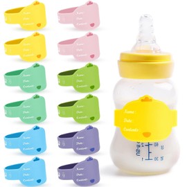 Etiquetas para biberones de bebé para guardería, 12 piezas, reutilizables de silicona, para guardería, impermeables, bandas para nombres de botellas de bebé, etiquetas esenciales para el cuidado del día, 6 colores