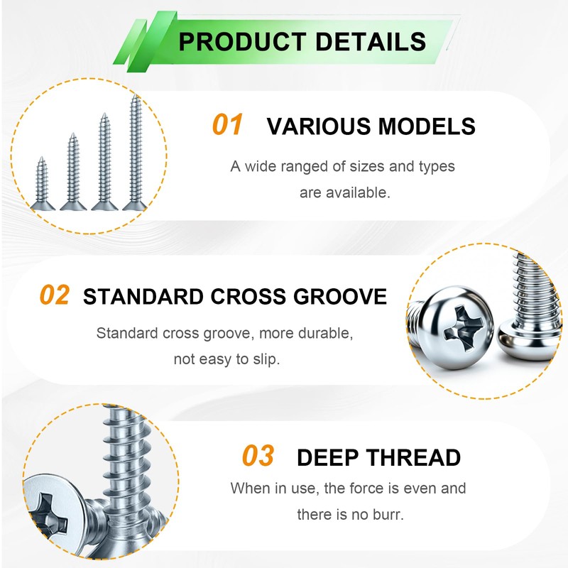 288PCS Screws Assortment Kit,Self Tapping Wood Screws #4/#6/#8/#10 Screw Assortment