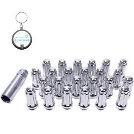 Gorilla Automotive Small Diameter Locking Lug Nuts, Set of 24 Duplex Spline Gorilla Lug Nuts, 14mm x 2.00 Thread, Chrome, with a Lumintrail Keychain Light