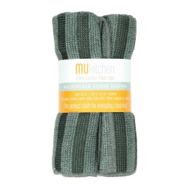 MUkitchen Scrub Cloth, Grey - Set of 2, 6650-1208, Gray, Microfiber, Solid