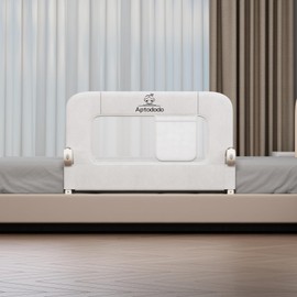 Aptododo Upgraded Bed Rails for Toddlers with U-Shape Base, 33" Toddler Bed Rails with More Stable and Secure, Suitable for Crib, Twin Bed, High/Low Mattresses, Box/Platform Bed(White)