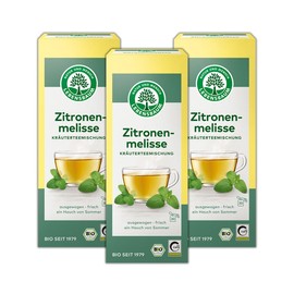 LEBENSBAUM 3 x Lemon Balm Organic Herbal Tea Blend, Organic Tea Set with Lemongrass, 3 x 30 g, 3 x 20 Tea Bags