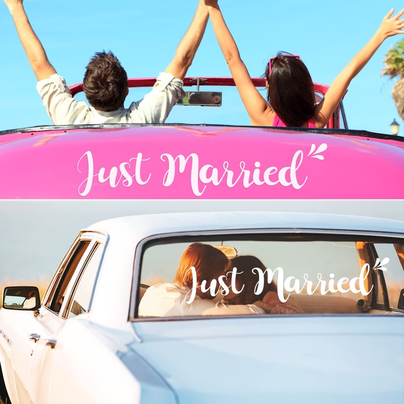 Tallew 4 Sets Just Married Car Decorations Ornate Magnets 12