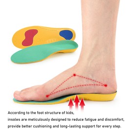 JSHshield Kids Orthotic Insole,Kids Flat Feet Inserts for Moderate Arch Support,Comfort Replacement Shoe Inserts for Children