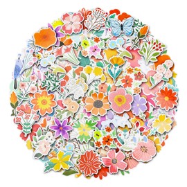 100 Pack Flower Stickers, Flower Party Favors, Birthday Decorations