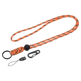 TOP-VIGOR 1Pcs Badge Lanyard, 20 Inch Necklace Keychain Badge Cord Metal Clasp Hook Ring Strap for Keys Whistle ID Card Badge Holder, Camo Orange
