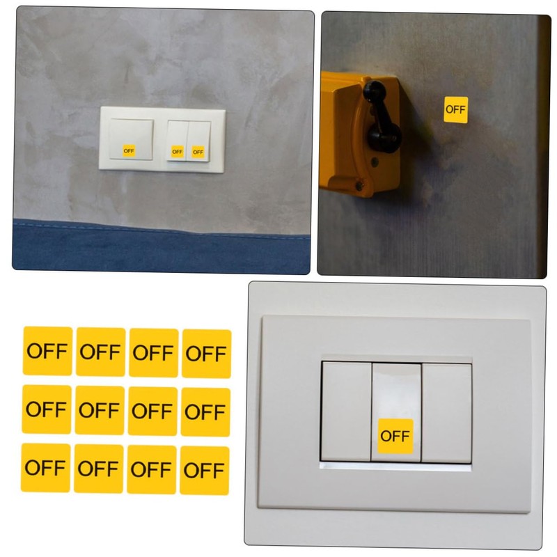 CAXUSD 12sheets Off Stickers Caution Labels for Equipment Easy to