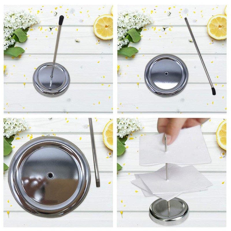 NETUME Metal Receipt Spike Holder, Silver, Straight Rod - 3