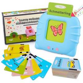 Standard German Talking Flash Cards, Educational Toy for Toddlers Aged 1-6 Years Old, 112 Sheets, 224 Words, Audible Educational Toy, Interactive Toy for Boys and Girls, Blue