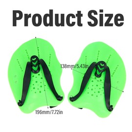 Adult and Junior Swimming Hand Paddles, 1 Pair Equipment and Kit for Training aid in Pool, Build Strength, Easy to fit, for Novice and Professional Use, Fluorescent Green