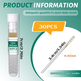 Fteven 30PCS Cross Stitch Needles, Size 26 Stainless Steel Embroidery Needles, Large Eye Hand Sewing Needles Blunt Golden Color with Box for Hand Sewing, Cross Stitching