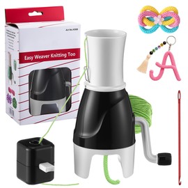 i Cord Knitting Machine, Hand Cranked iCord Maker Tool with Built in Weight, Crochet Hook & Tutorials, Easy to Use Knitting Machine for DIY Tejedora Craft Crocheters (Yarn Not Included)