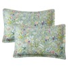 Sanracie Green Floral Queen Size Quilted Pillow Shams Set of