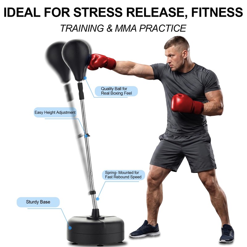FitinOne Punching Bag with Stand, Boxing Bag Height Adjustable for